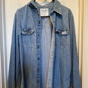 Denim distressed button down